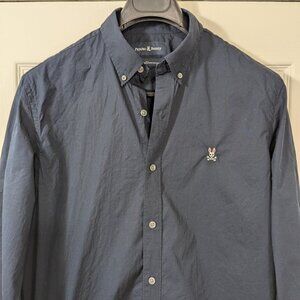 Psycho Bunny Pima Cotton Long Sleeved Navy Shirt - Size M